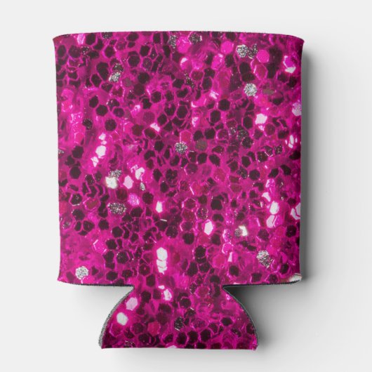 Imitate Glitzer Monogramm, Hot-pink-Glitzern Dosenkühler (Rückseite)