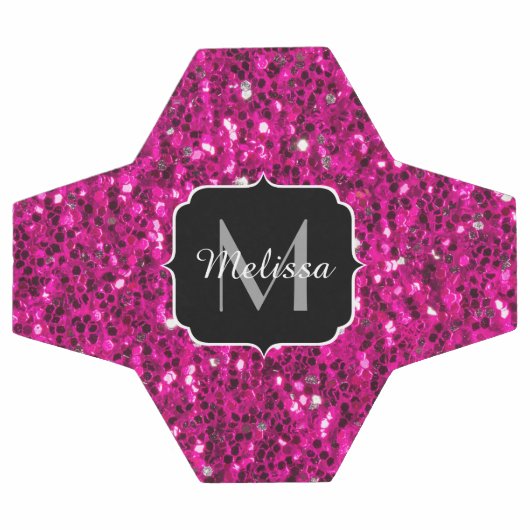 Imitate Glitzer Monogramm, Hot-pink-Glitzern Fußball (Flach)