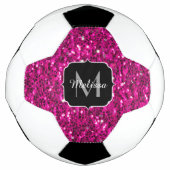 Imitate Glitzer Monogramm, Hot-pink-Glitzern Fußball (Vorderseite)