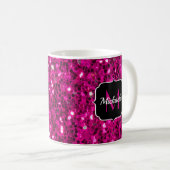 Imitate Glitzer Monogramm, Hot-pink-Glitzern Kaffeetasse (VorderseiteRechts)