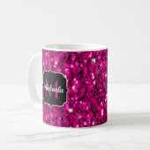 Imitate Glitzer Monogramm, Hot-pink-Glitzern Kaffeetasse (Vorderseite Links)
