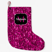 Imitate Glitzer Monogramm, Hot-pink-Glitzern Kleiner Weihnachtsstrumpf (Vorderseite)
