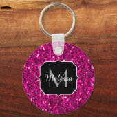 Imitate Glitzer Monogramm, Hot-pink-Glitzern Schlüsselanhänger (Vorderseite)