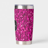Imitate Glitzer Monogramm, Hot-pink-Glitzern Thermobecher (Rückseite)