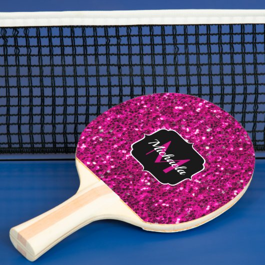 Imitate Glitzer Monogramm, Hot-pink-Glitzern Tischtennis Schläger (InSitu)