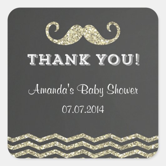 Imitate Glitzer Mustache Danke, Stickers (Vorderseite)