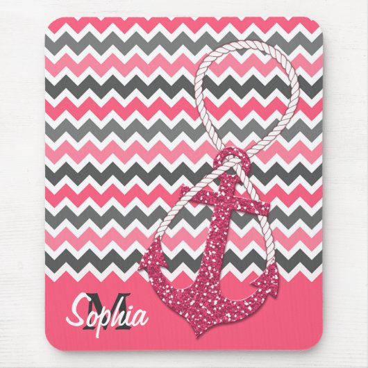 Imitate Glitzer nautischer Anker Unendlichkeitssym Mousepad (Vorne)