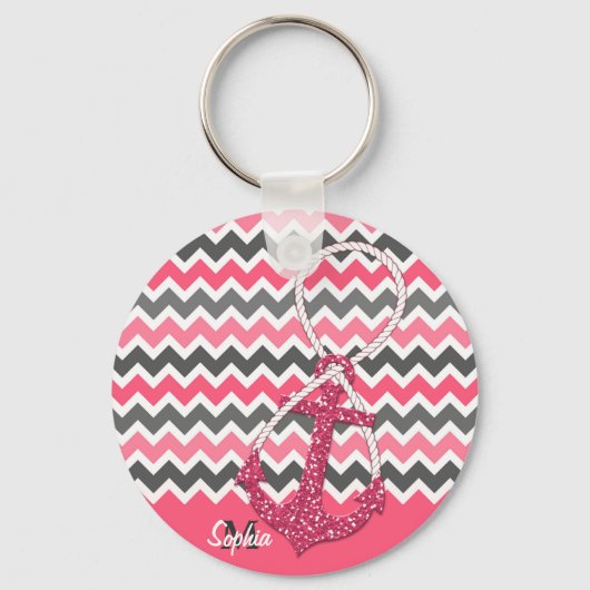 Imitate Glitzer nautischer Anker Unendlichkeitssym Schlüsselanhänger (Vorderseite)