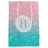 Imitate Glitzer Ombre Türkis & Pink Mittlere Geschenktüte (Rückseite)