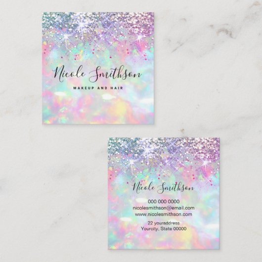 Imitate Glitzer Opal Design Quadrat Visitenkarte (Vorne/Hinten)