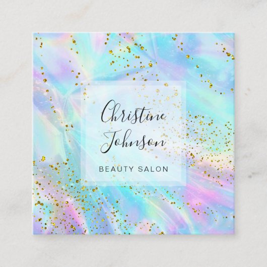 IMITATE Glitzer Pastellfarben Quadratische Visitenkarte (Vorderseite)
