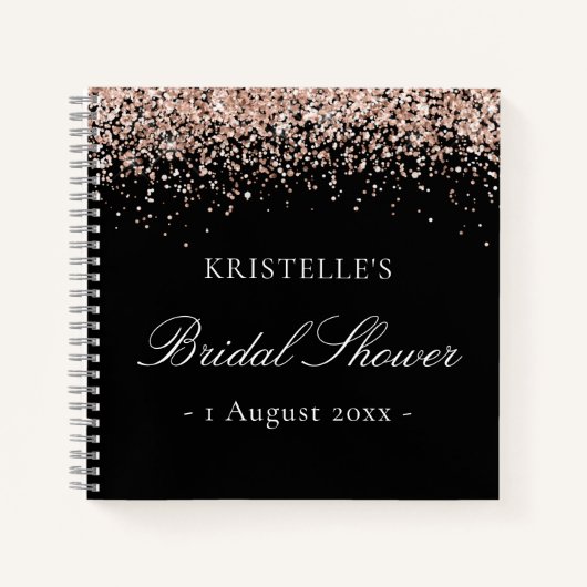 Imitate Glitzer Pink Black Brautparty Gästebuch Notizblock (Vorderseite)