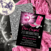 Imitate Glitzer Pink Disco Cowgirl 21 Geburtstagsp