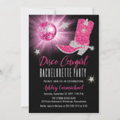 Imitate Glitzer Pink Disco Cowgirl Junggeselinnen- Einladung (Vorderseite)