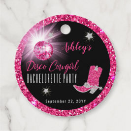 Imitate Glitzer Pink Disco Cowgirl Junggeselinnen- Geschenkanhänger