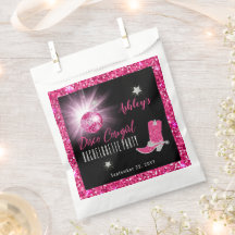 Imitate Glitzer Pink Disco Cowgirl Junggeselinnen-