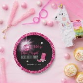 Imitate Glitzer Pink Disco Cowgirl Junggeselinnen- Pappteller (Party)