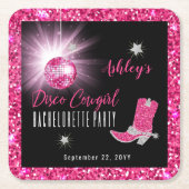 Imitate Glitzer Pink Disco Cowgirl Junggeselinnen- Rechteckiger Pappuntersetzer (Vorderseite)
