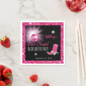Imitate Glitzer Pink Disco Cowgirl Junggeselinnen- Serviette (Beispiel)