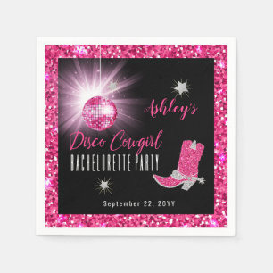 Imitate Glitzer Pink Disco Cowgirl Junggeselinnen- Serviette