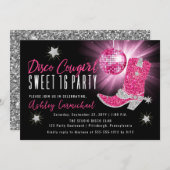 Imitate Glitzer Pink Disco Cowgirl Sweet 16 Party Einladung (Vorne/Hinten)
