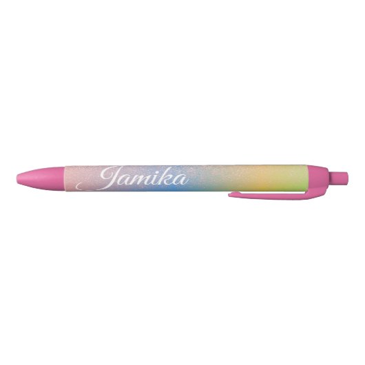 Imitate Glitzer Pink Pastel Ombre Rainbow Name Kugelschreiber (Unterseite)