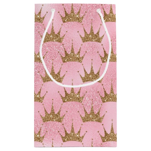 Imitate Glitzer Prinzessin Goldkronen Party Tasche Kleine Geschenktüte (Rückseite)