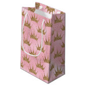 Imitate Glitzer Prinzessin Goldkronen Party Tasche Kleine Geschenktüte (Rückseite Schrägansicht)