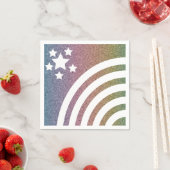 Imitate Glitzer Regenbogen Streifen Stars Einhorni Serviette (Beispiel)