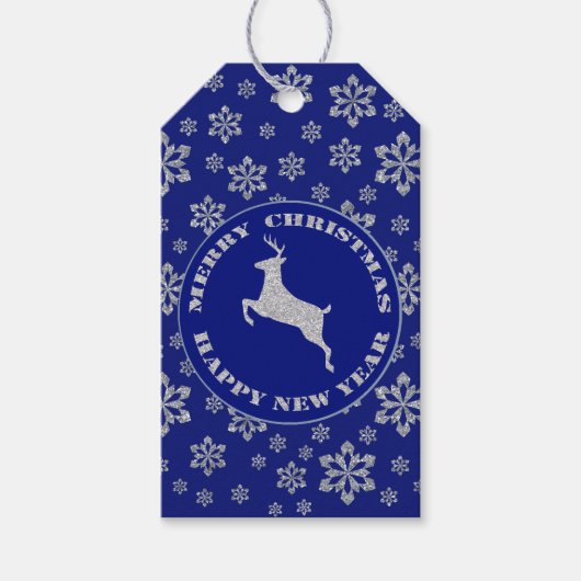 Imitate Glitzer Reindeer Snowflake Weihnachten Geschenkanhänger (Vorderseite)