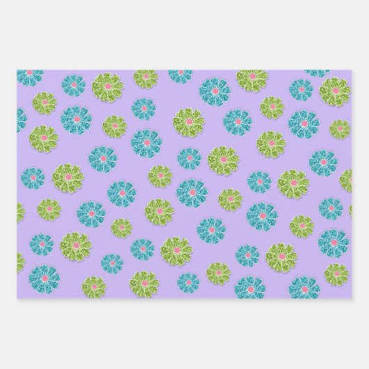 Imitate Glitzer Roller Staking Blume Party Geschenkpapier Set (Vorderseite 3)