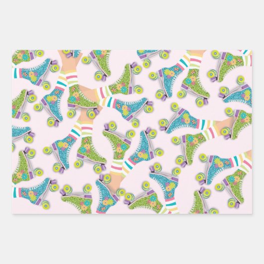 Imitate Glitzer Roller Staking Blume Party Geschenkpapier Set (Vorderseite 2)