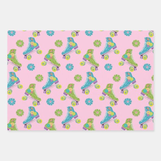 Imitate Glitzer Roller Staking Blume Party Geschenkpapier Set (Vorderseite)