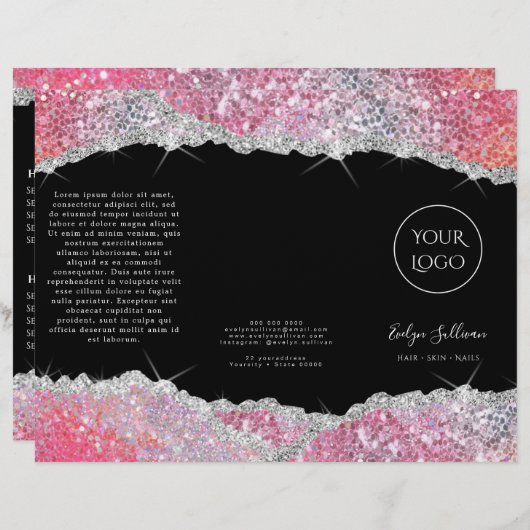 Imitate Glitzer Rosa-Broschüre (Vorne/Hinten)