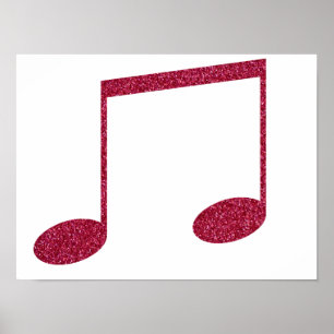 Imitate Glitzer Rosa Musiknote Symbole Poster