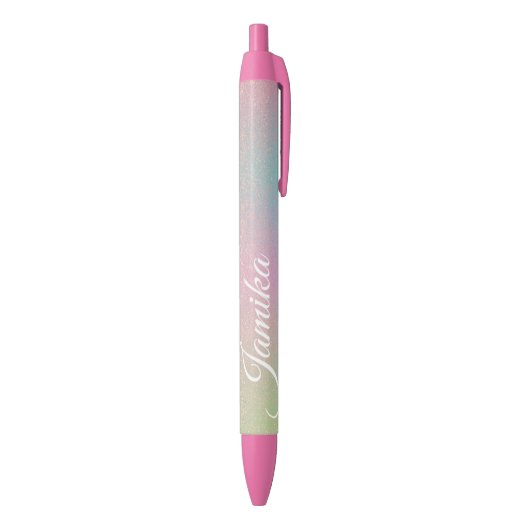 Imitate Glitzer Rosa Pastell Rainbow Mit Monogramm Kugelschreiber (Unterseite (Vertikal))