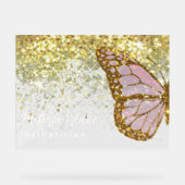 Imitate Glitzer Rosa Schmetterling Acrylschild (Vorderseite)