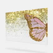 Imitate Glitzer Rosa Schmetterling Acrylschild (Winkel)