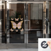Imitate Glitzer Rosa Schmetterling Fensteraufkleber (Büro Tür)