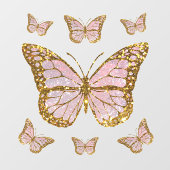 Imitate Glitzer Rosa Schmetterling Fensteraufkleber (Blatt)