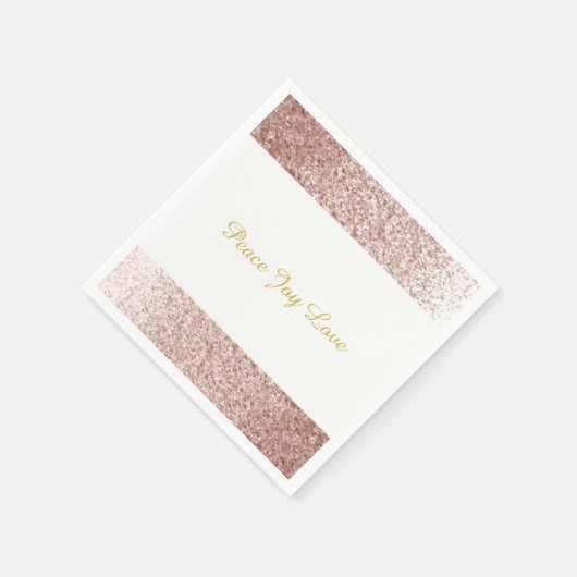 Imitate Glitzer Rose Gold Peace Joy Liebe Serviette (Ecke)