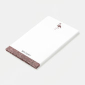 Imitate Glitzer Rose Gold und Weiß Flamingo & Bord Post-it Klebezettel (angewinkelt)