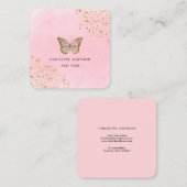 Imitate Glitzer Schmetterling auf rosa Aquarell Quadratische Visitenkarte (Vorne/Hinten)