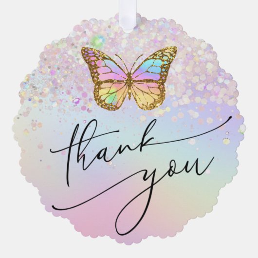 Imitate Glitzer Schmetterling vielen Dank Ornament Karte (Vorderseite)