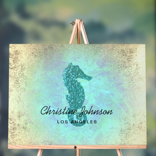 Imitate Glitzer Seepferd Acrylschild (Neutral)