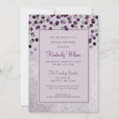 IMITATE Glitzer Silver Lila Konfetti Brautparty Einladung (Vorderseite)