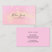 Imitate Glitzer Stars Rosa Aquarell Visitenkarte (Vorne/Hinten)