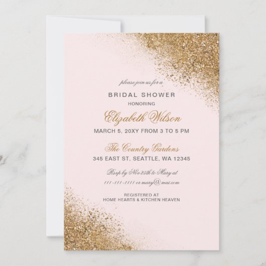 IMITATE Glitzer Staub Rose & Gold Brautparty Einladung (Vorderseite)