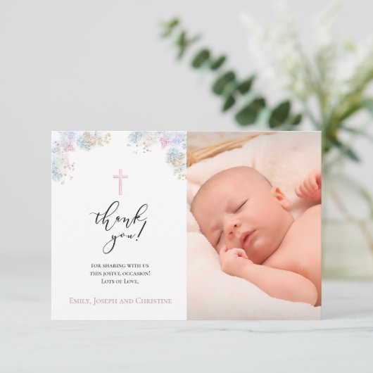 Imitate Glitzer Taufe danke Ihnen, kleine Frau Einladung (Stehend Vorderseite)