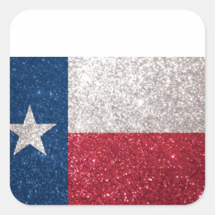 Imitate Glitzer Texas Flagge Quadratischer Aufkleber